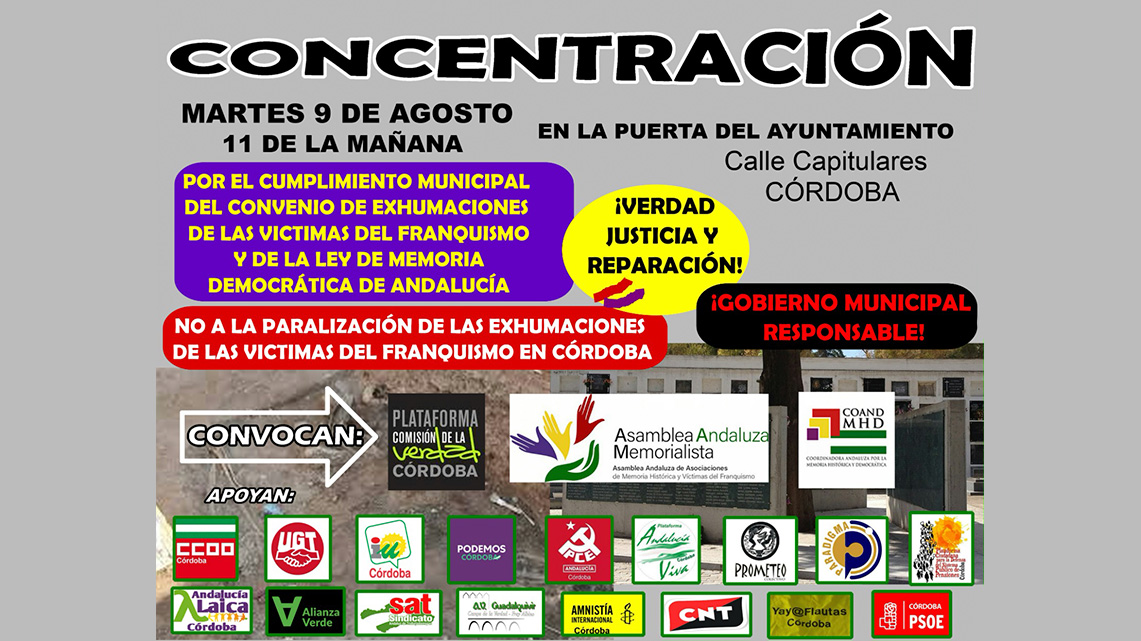 Asociaciones memorialistas convocan una concentración ante la paralización de las exhumaciones de La Salud y San Rafael